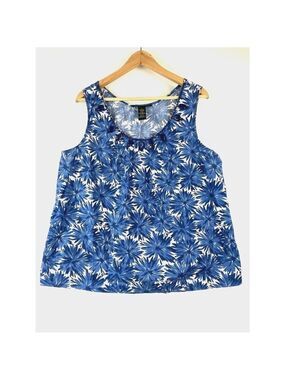 Josephine Chaus Blue Neck Embellished Sleeveless Blouse Size XL